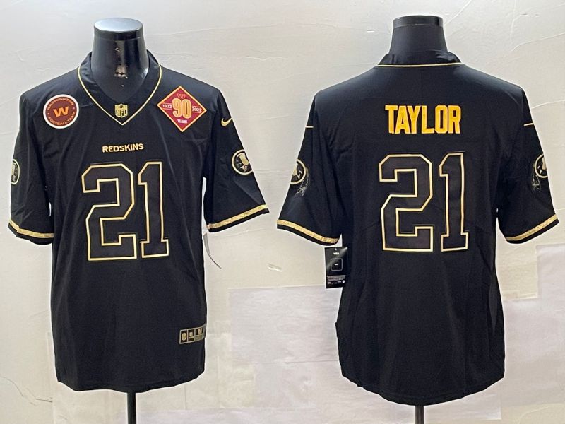 Men Washington Redskins #21 Taylor Black Gold Throwback 2024 Nike Limited NFL Jersey style 4->los angeles rams->NFL Jersey